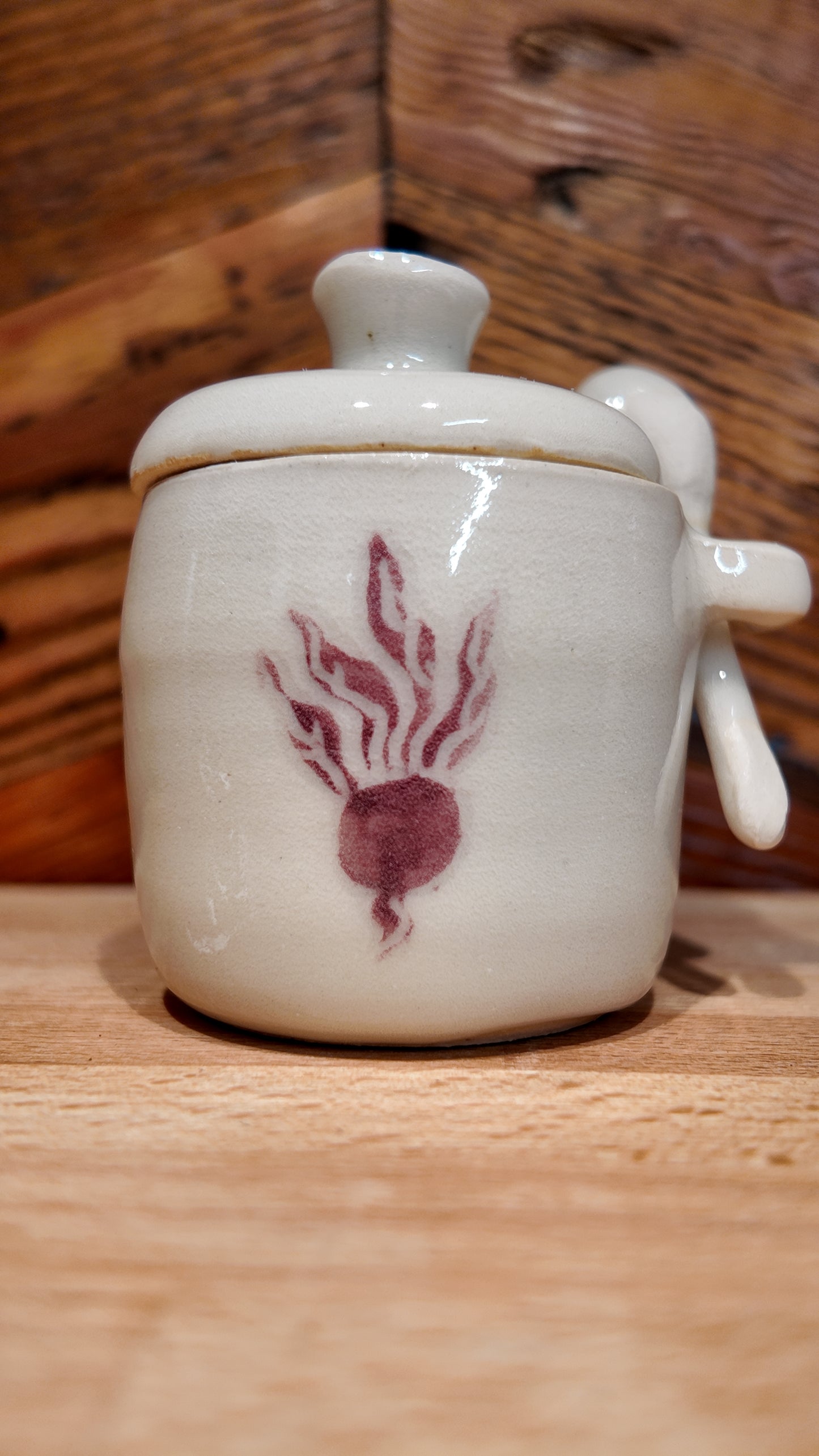 Hand crafted Ceramic salt pot and spoon